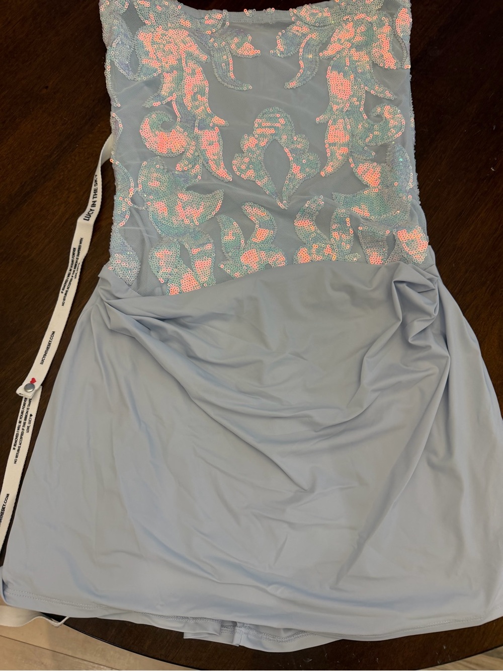 Lucy in the Sky Light Blue Mini Skirt with Iridescent Sequins